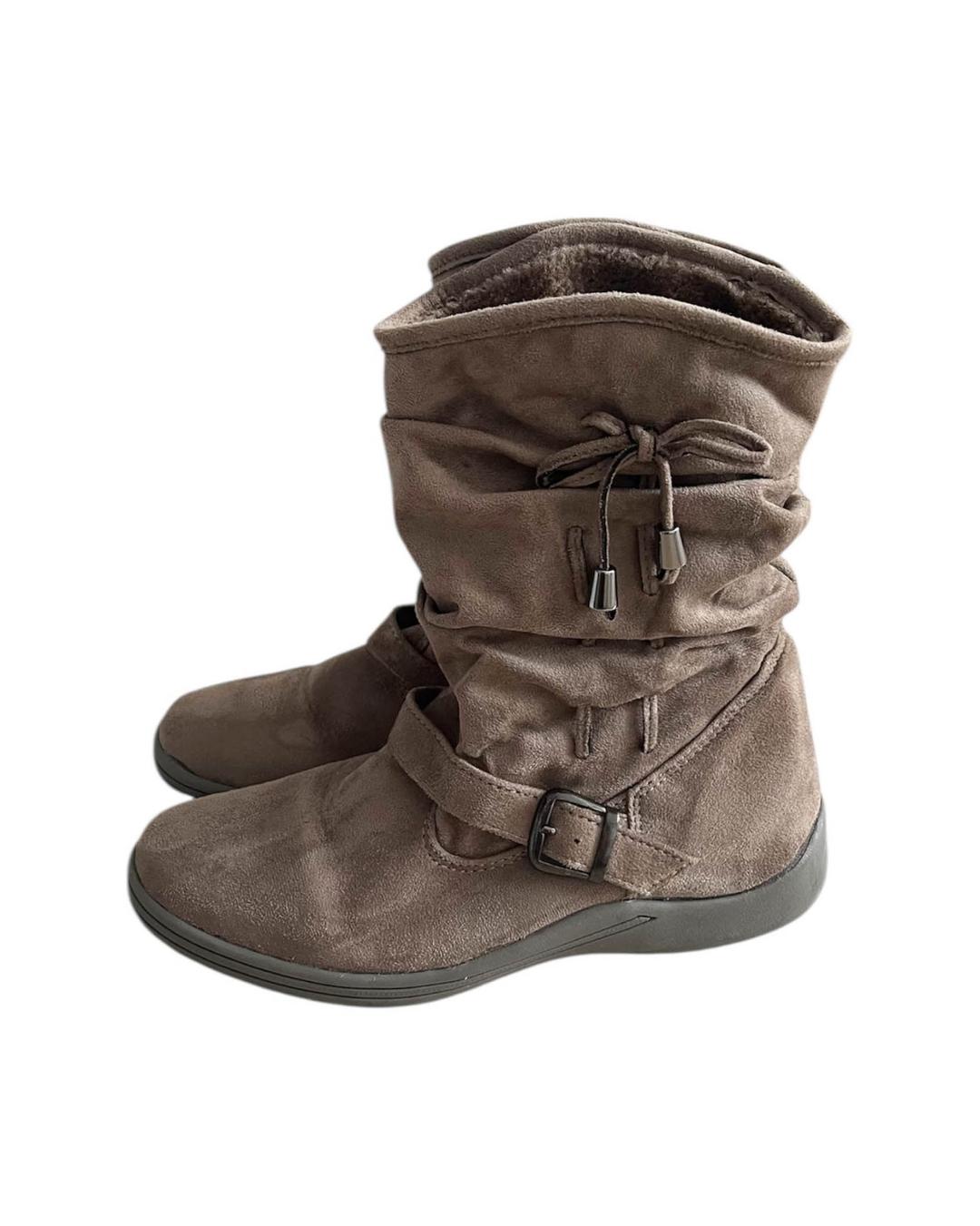 하몽 스웨이드 미들 털부츠