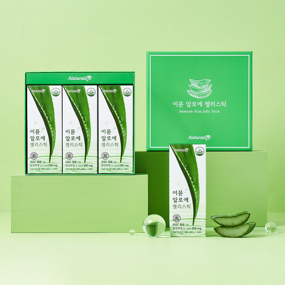네추럴라이즈 이뮨알로에 젤리스틱 3박스 선물세트 면역력 피부 장 알로에 베라 겔
