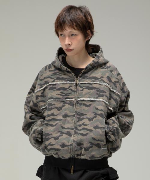 GJ061 카모 캔버스 집업 후드 (CAMO)