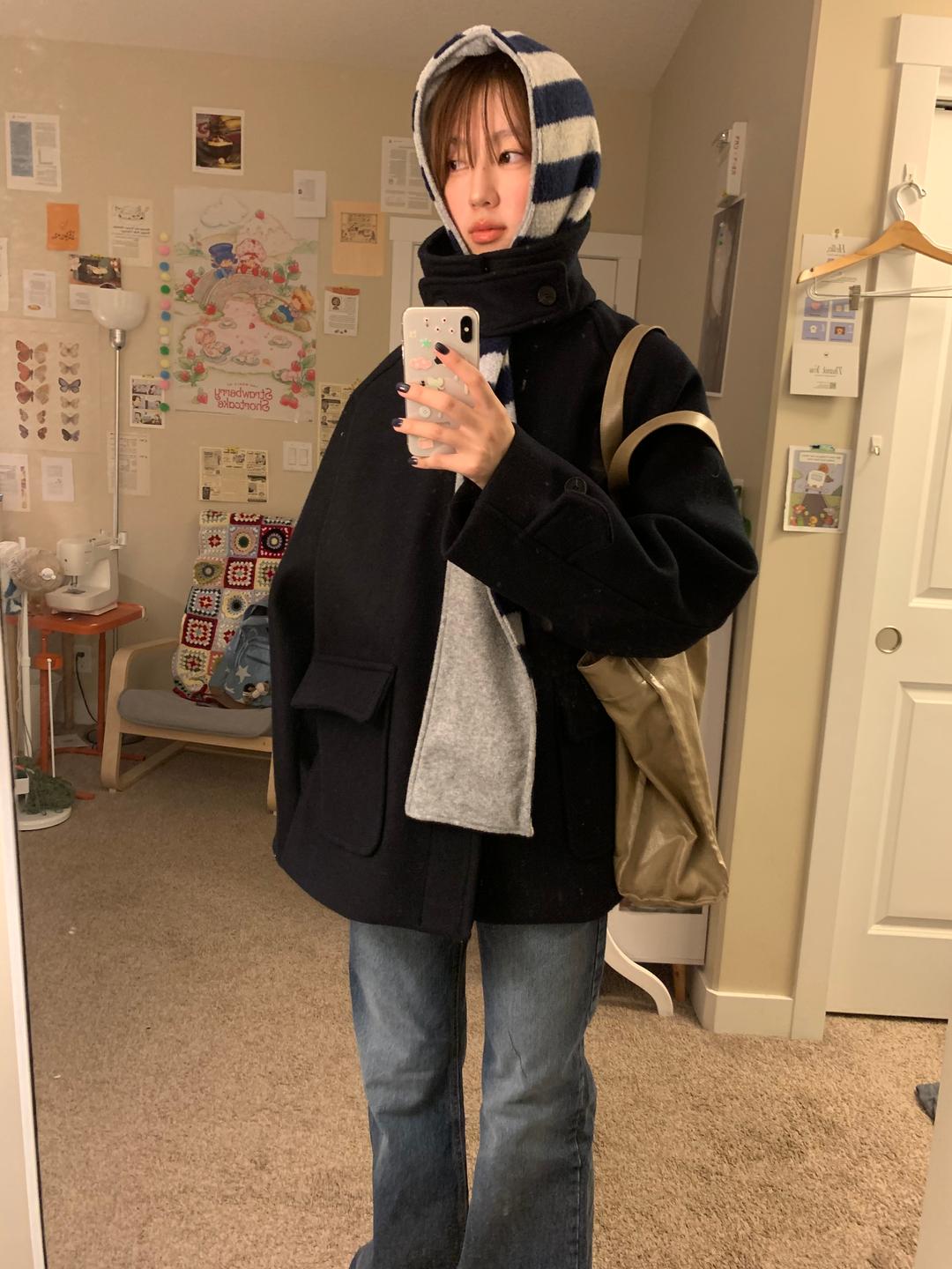 보우아카이브 button hoodie muffler