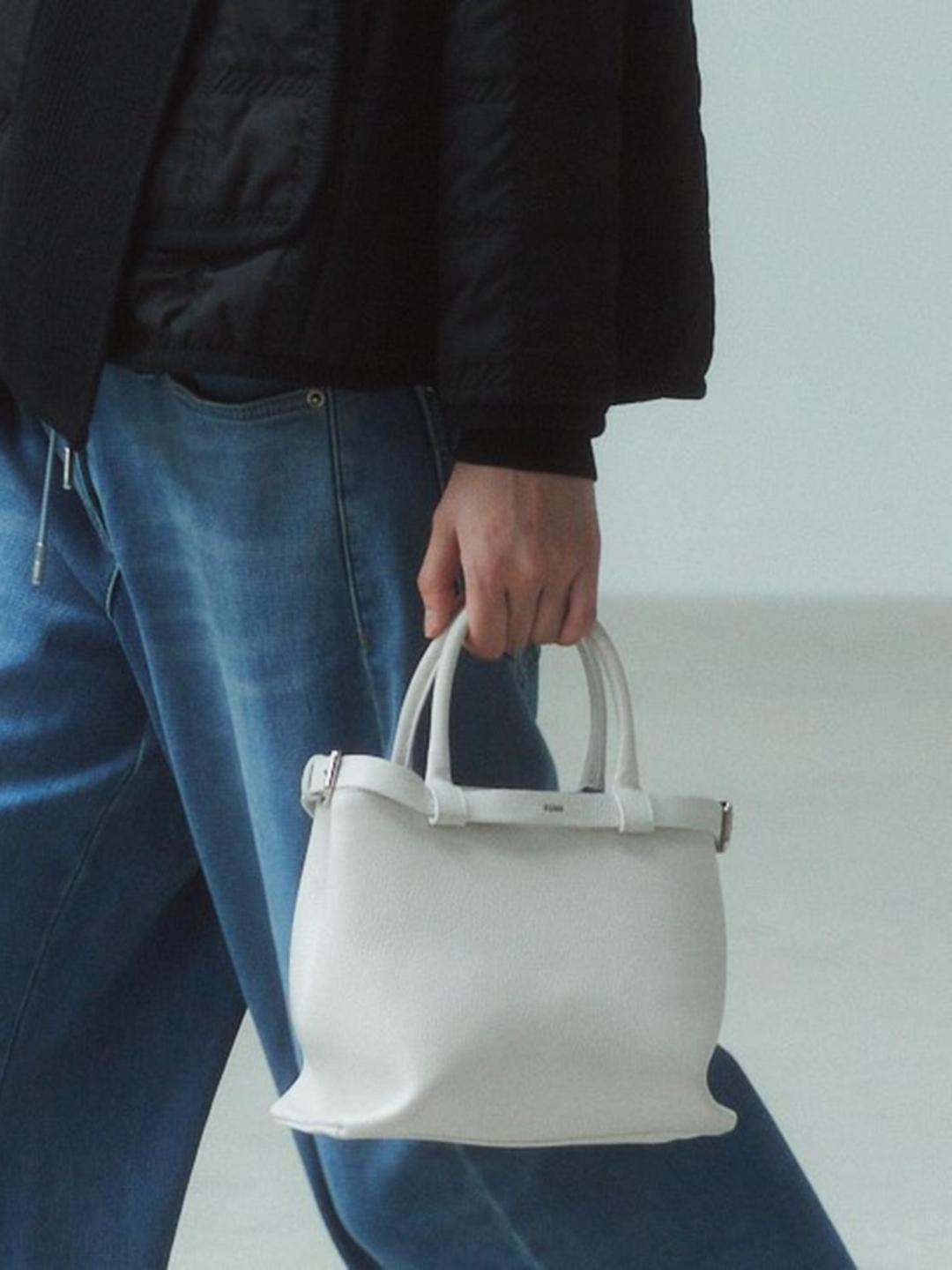Leather Belt Detail Small Tote Bag - Ivory