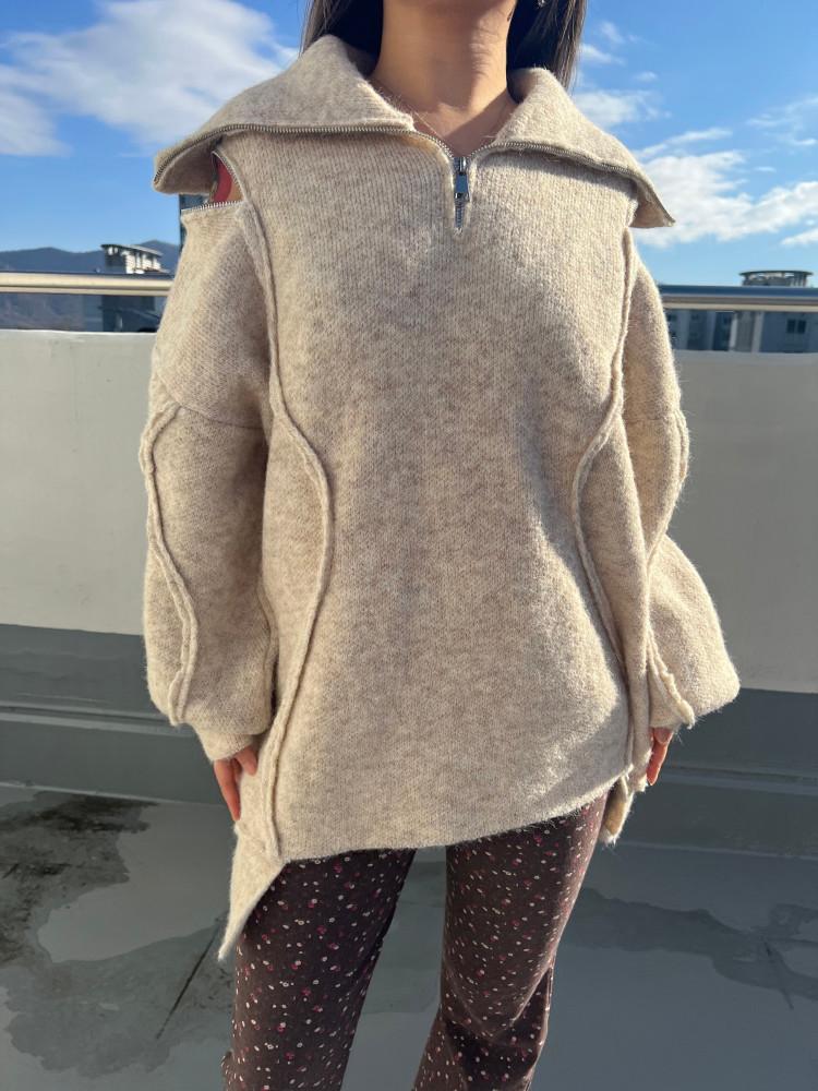 지퍼 롱 니트(2color)