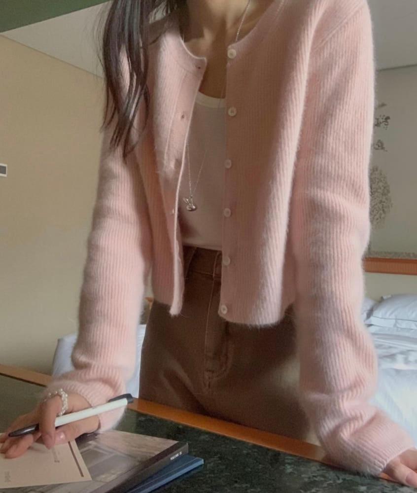 미엘 엘린 가디건 (4col) miel 울 골지가디건