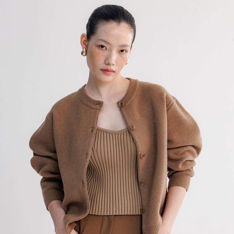 VOLUME EDGE CARDIGAN - BEIGE