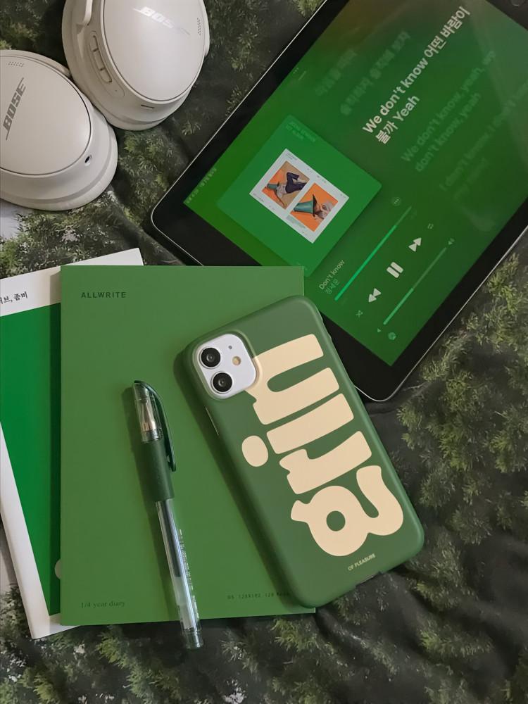 big lettering 무광 하드 케이스 grin (green)