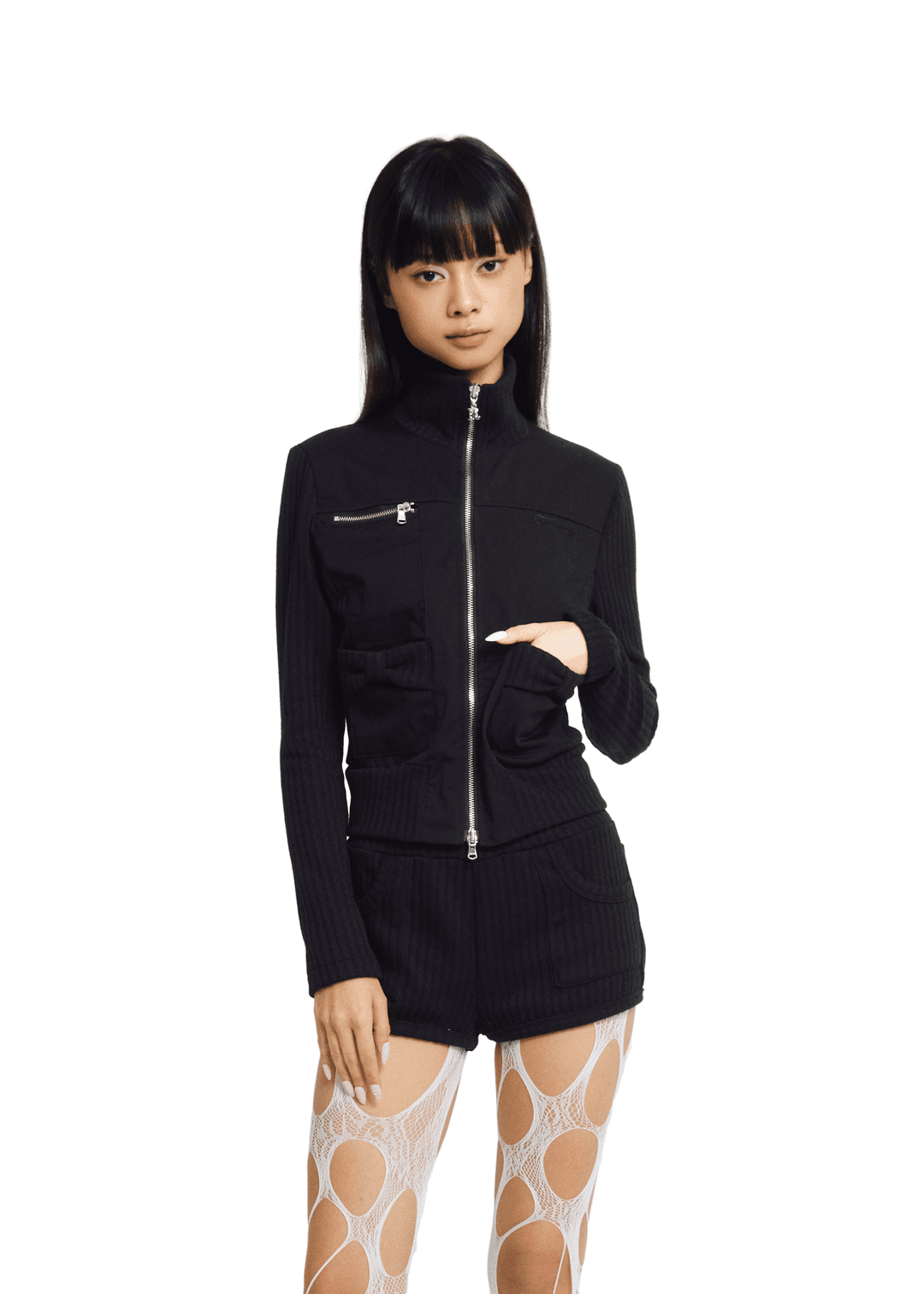 [예약배송]TWIN  RIBBON ZIP-UP [BLACK]