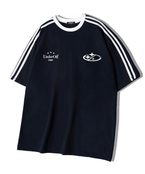 오버핏 트랙 라인 반팔 티셔츠 스타로고 네이비