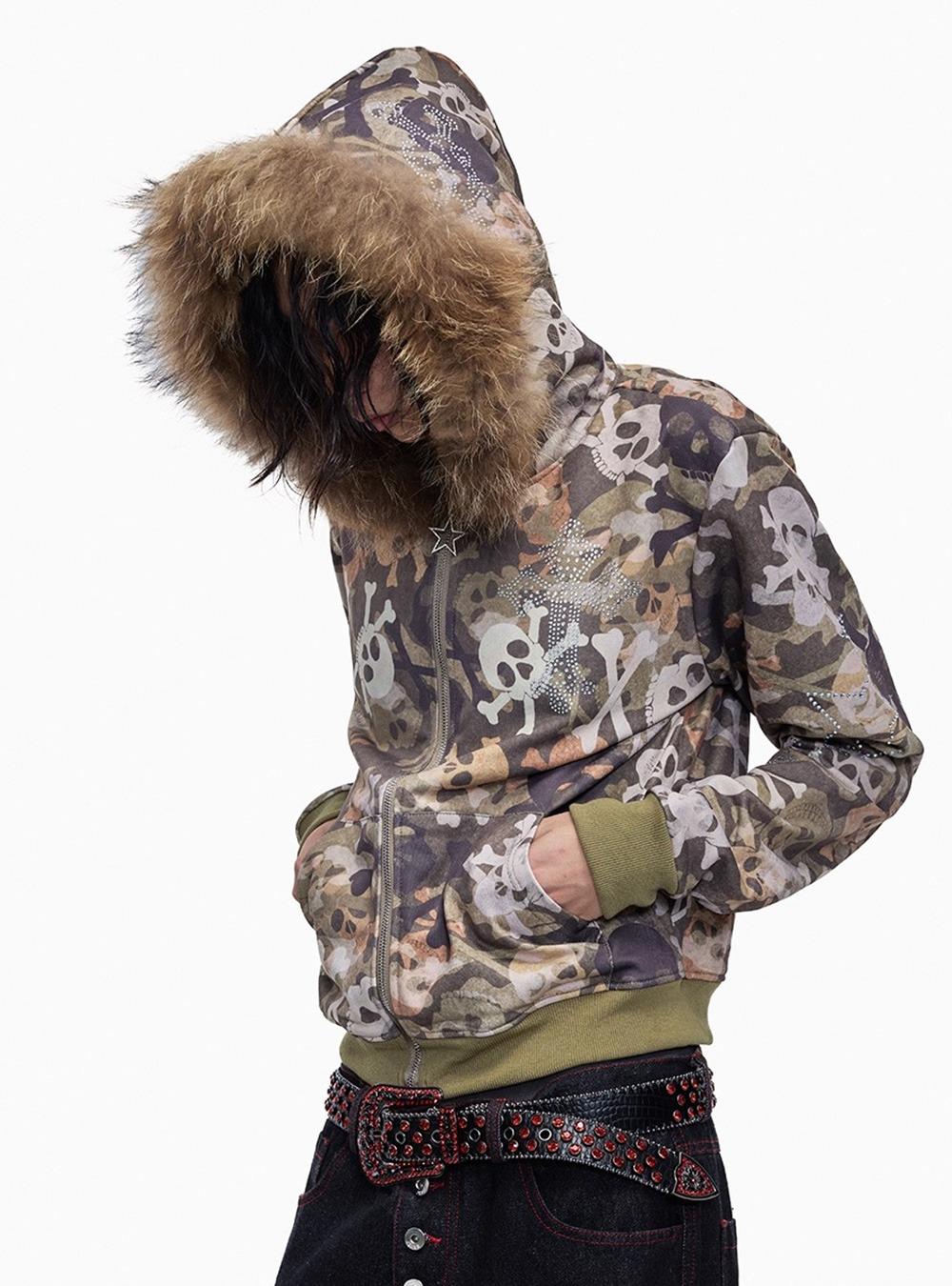 Skull Camo Fur Hood Jacket