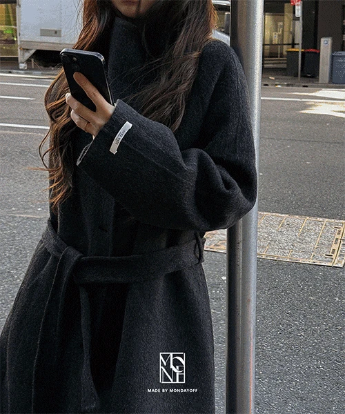[울70%함유] #MONMADE 울 버킨 핸드메이드 맥시 하이넥 코트 - 2color