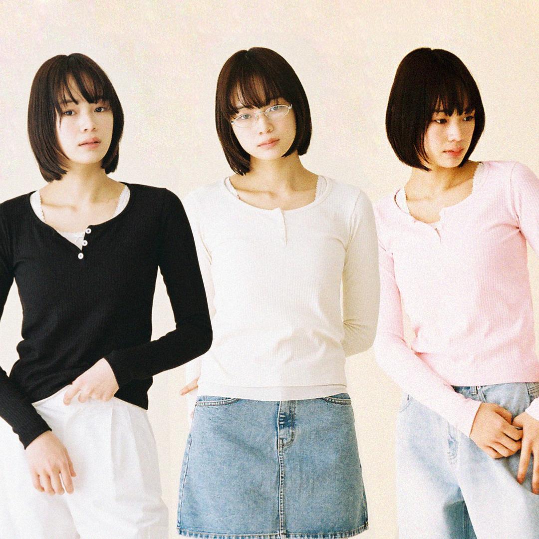 fille 3button ls & sleeveles(5color)
