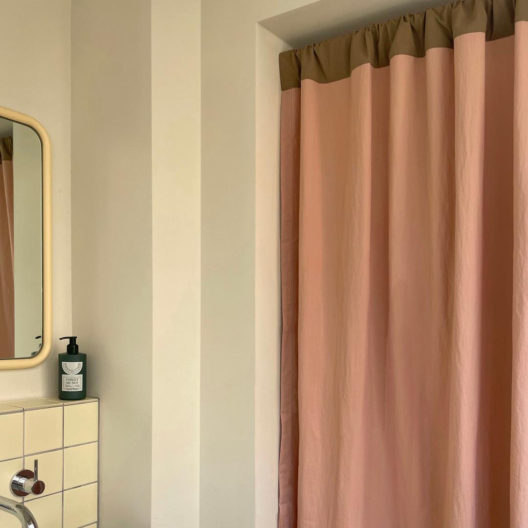 cotton texture shower curtain / pink 샤워커튼
