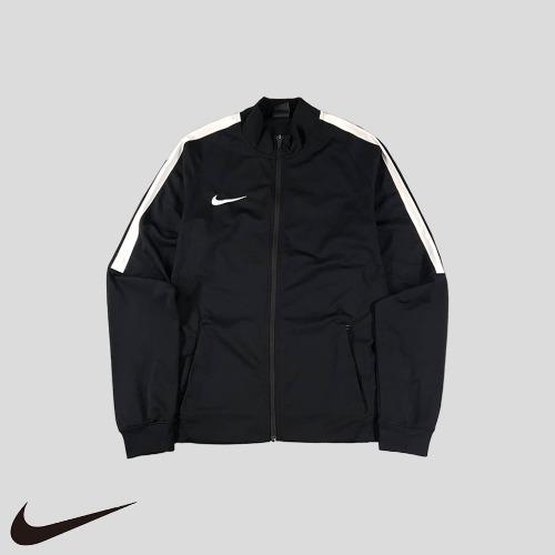 나이키 블랙 스우시로고 화이트 사이드라인 드라이핏 집업 져지  SIZE L