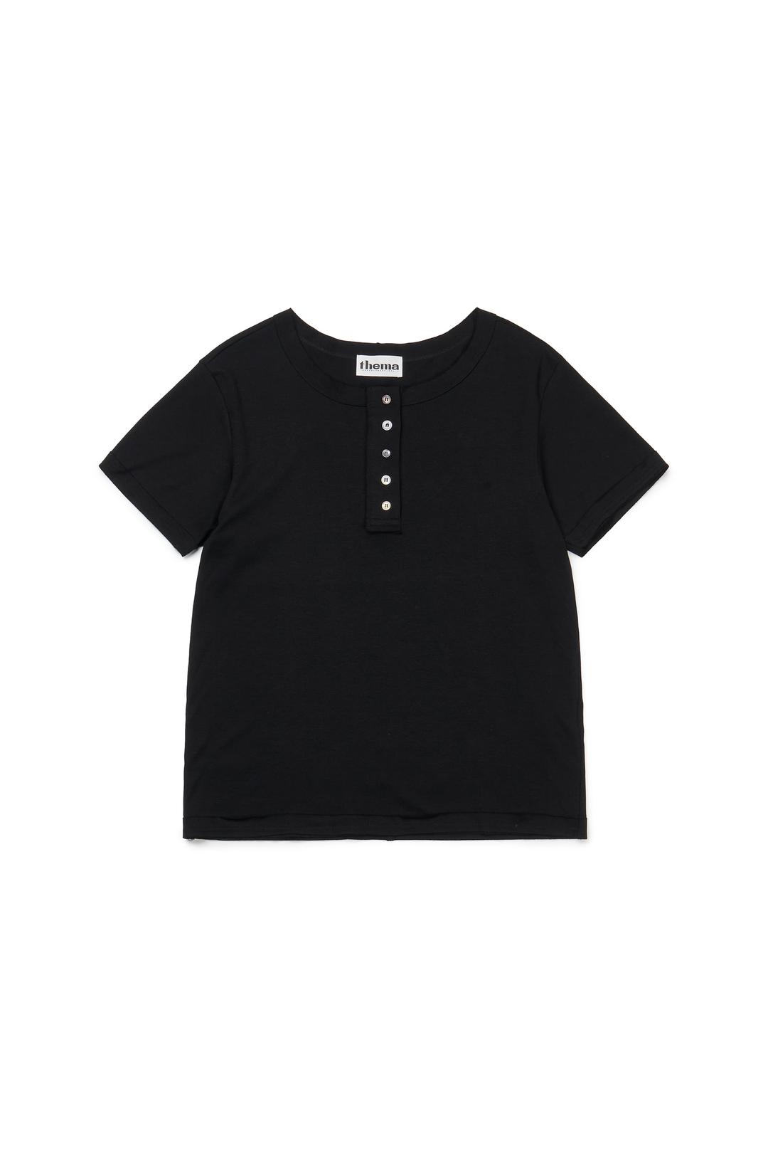 5 BUTTON HENRY NECK_BLACK