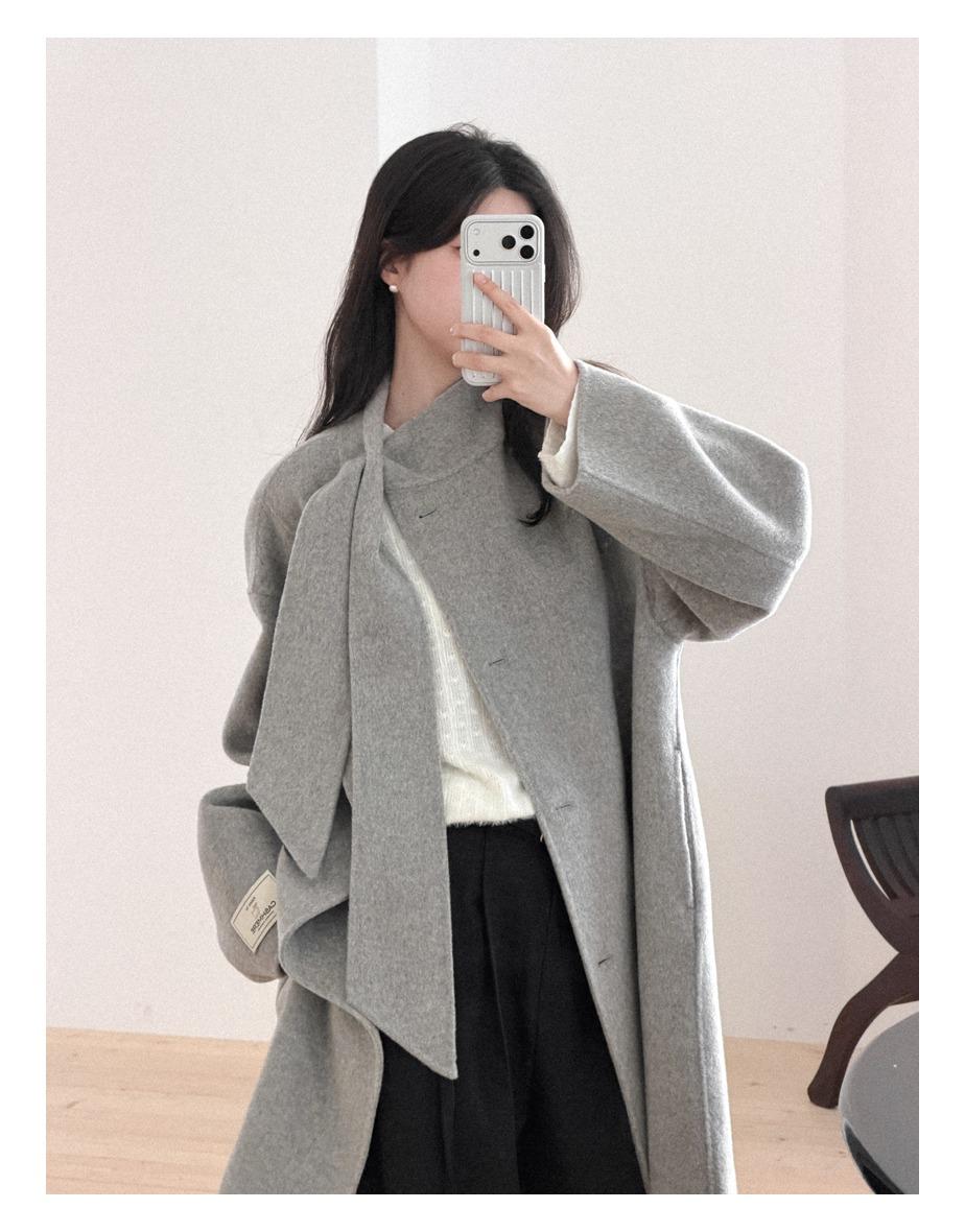 [5일소요] 모엘 스카프 타이 코트 [소프트그레이]