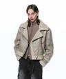 크롭 쉬어링 무스탕 자켓 BEIGE