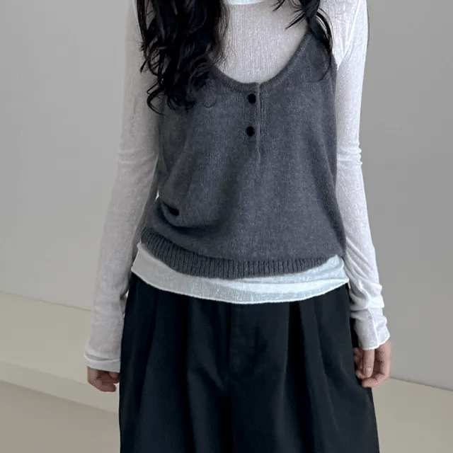 울 버튼 홀터 뷔스티에 5color