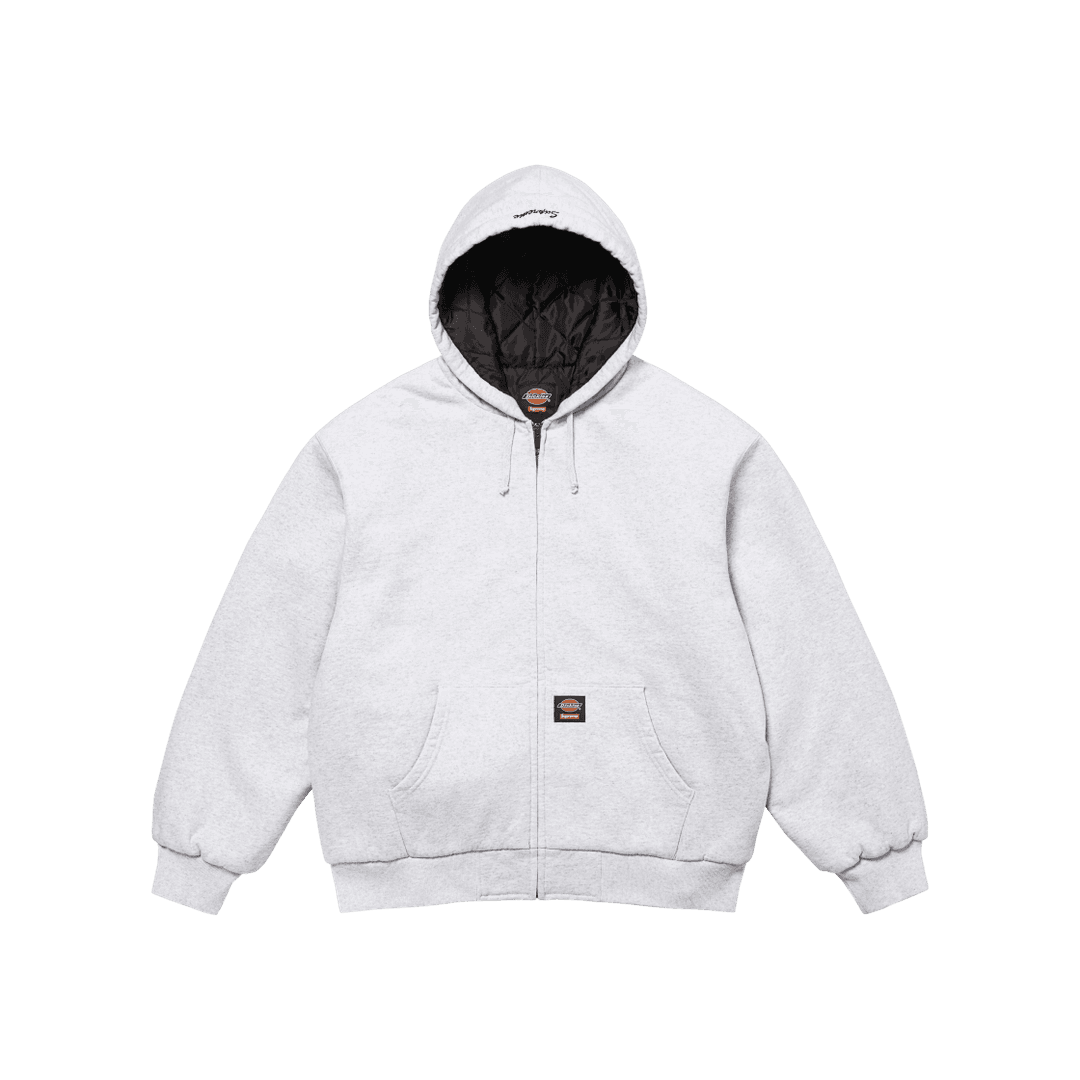 Supreme x Dickies Quilted Lined Zip Up Hooded Sweatshirt Ash Grey - 24FW