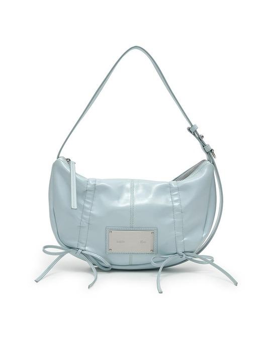 HALF SHIRRING RIBBON ROUND BAG IN SKY