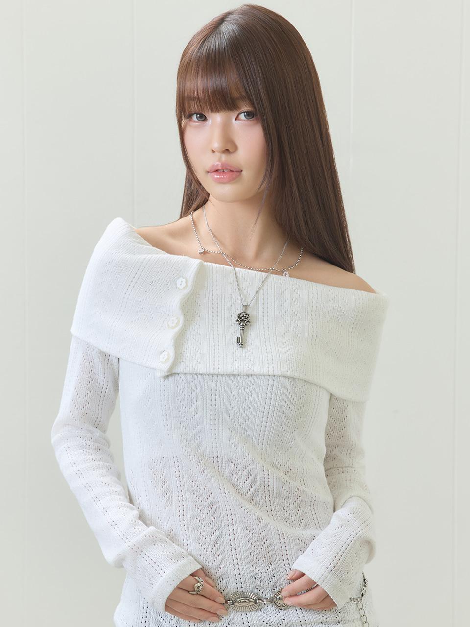 EL OFF-SHOULDER KNIT(WHITE)