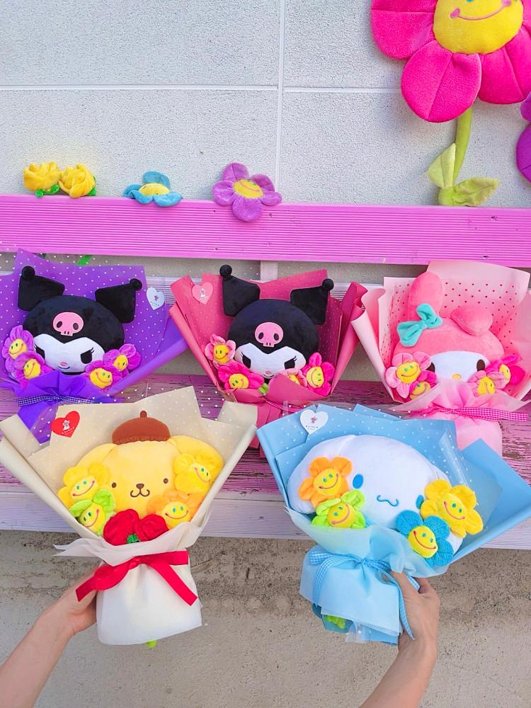 댕이네꽃밭 23종 산리오 마이멜로디 쿠로미 졸업 학사모 인형꽃다발
