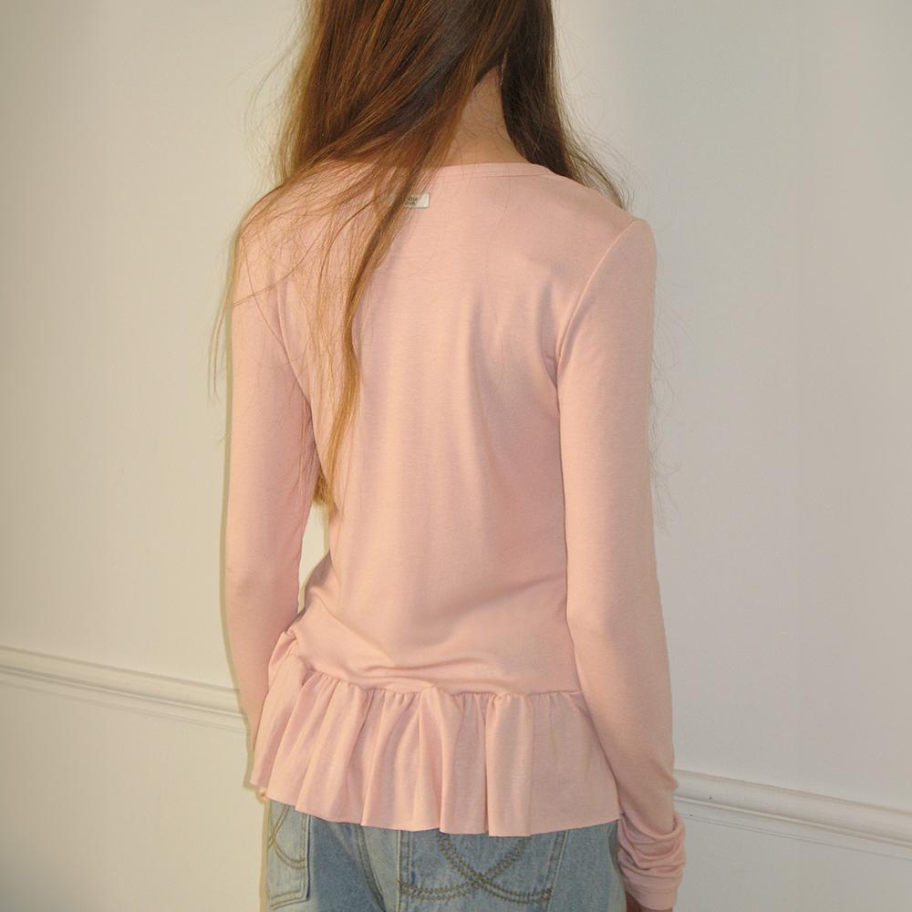 PENDANT RUFFLE LAYERED SLIM LONG SLEEVE PINK