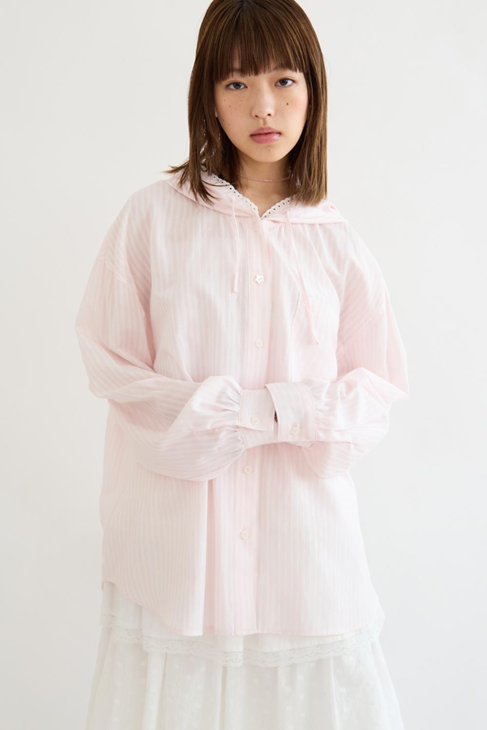 Poppy hoodie shirt (pink striped)
