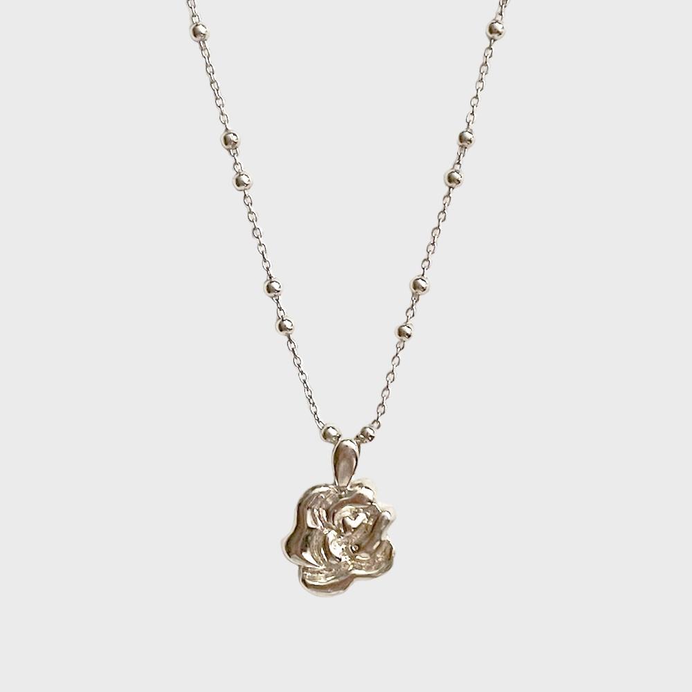 deep rose ball chain necklace (Silver 925)