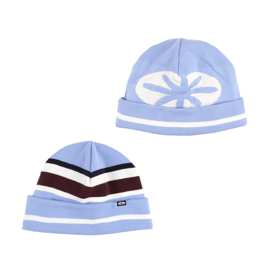 Reversible Stripe Beanie Skyblue