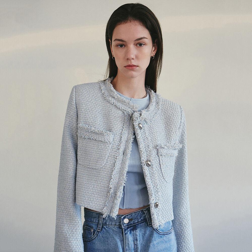 [29CM단독] CHARLOTTE CROP TWEED JACKET_SKY BLUE