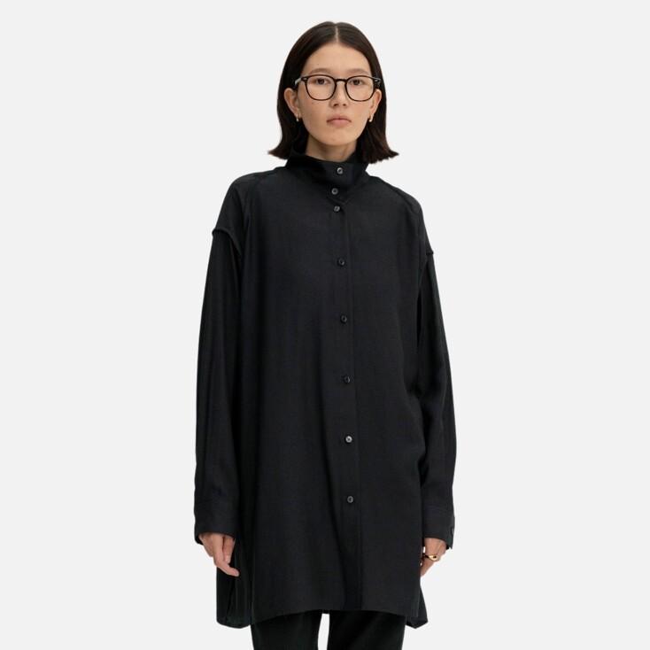 Cowl Neck Long Shirts (Black)