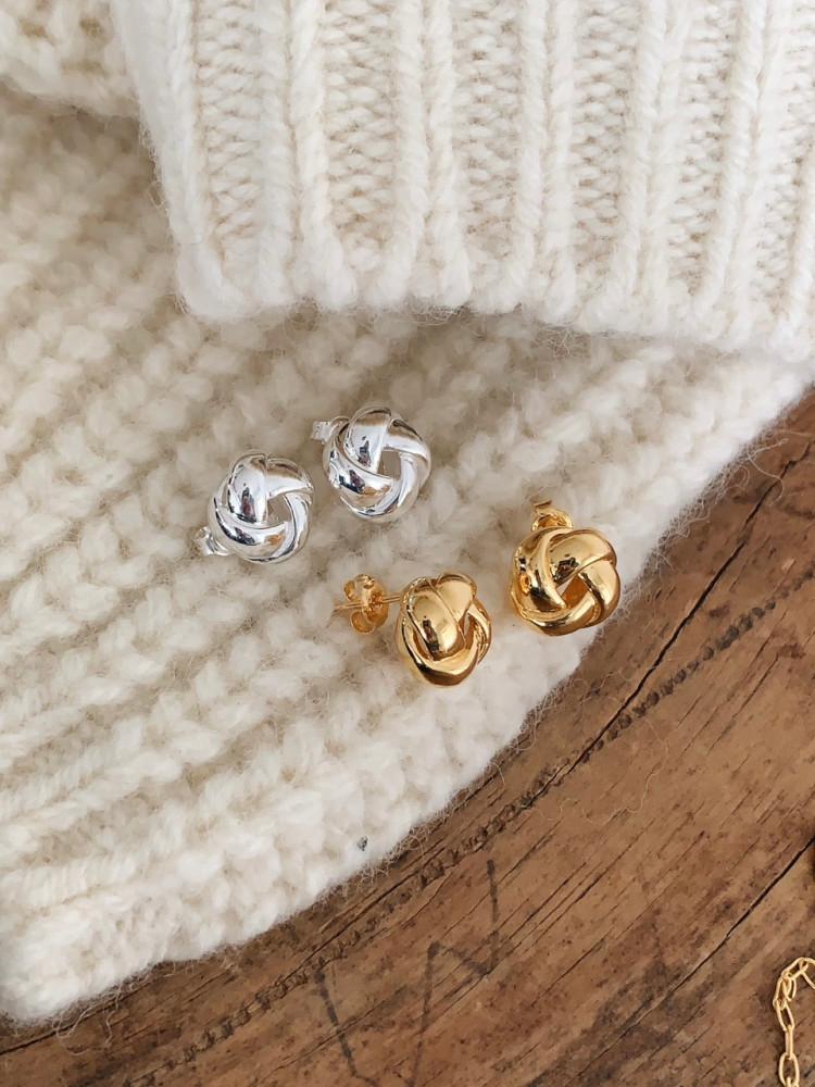 실버925 18K도금 브레디 볼드 꼬임 은 귀걸이 : 폴아이마이미