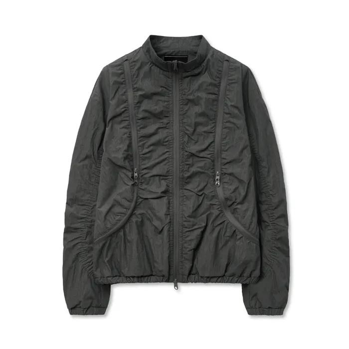 Nylon Shirring Zipper Jumper Charcoal