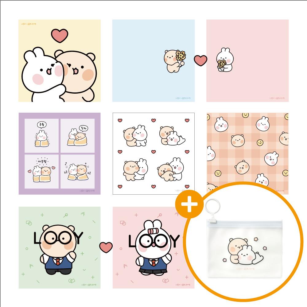 [단독 런칭] 곰돌찡 토끼찡X루이 콜라보 굿즈 김서림방지 안경닦이 안티포그 극세사 안경천