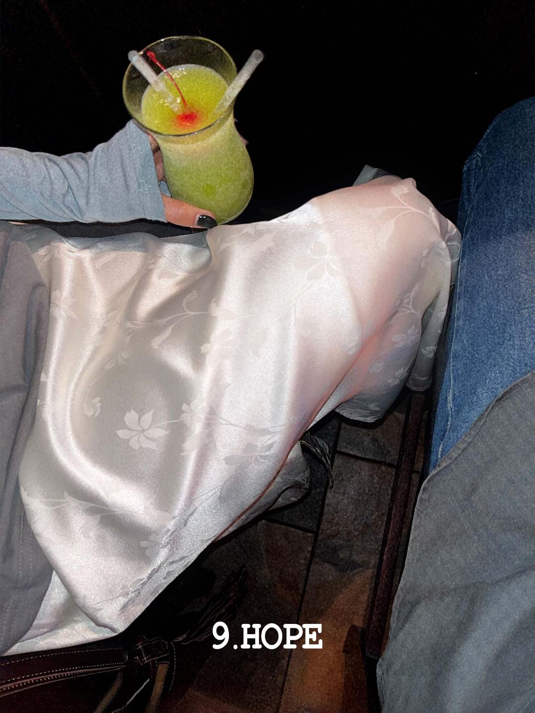 [9.hope] cream ROSE slit sk