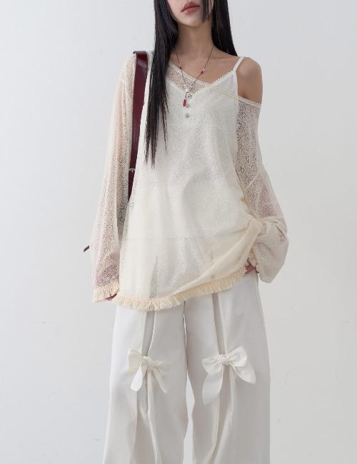 sun flower lace fringe tee