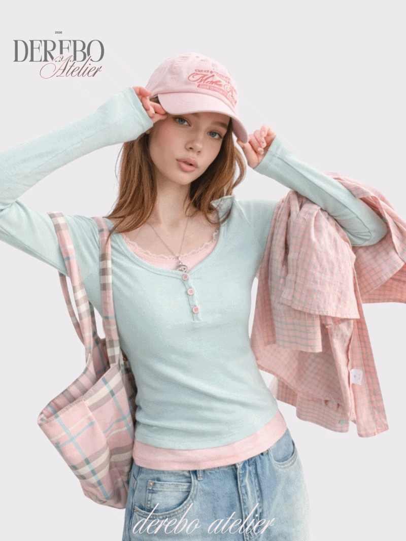 Mint pink layered t-shirt 민트 핑크 레이어드 티