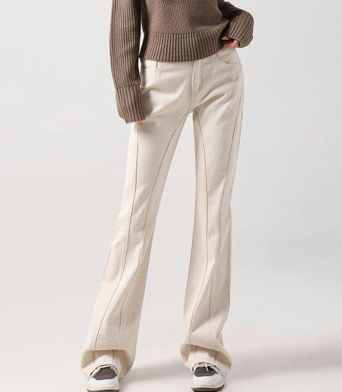 Thin Bootscut Pants COTTON IVORY