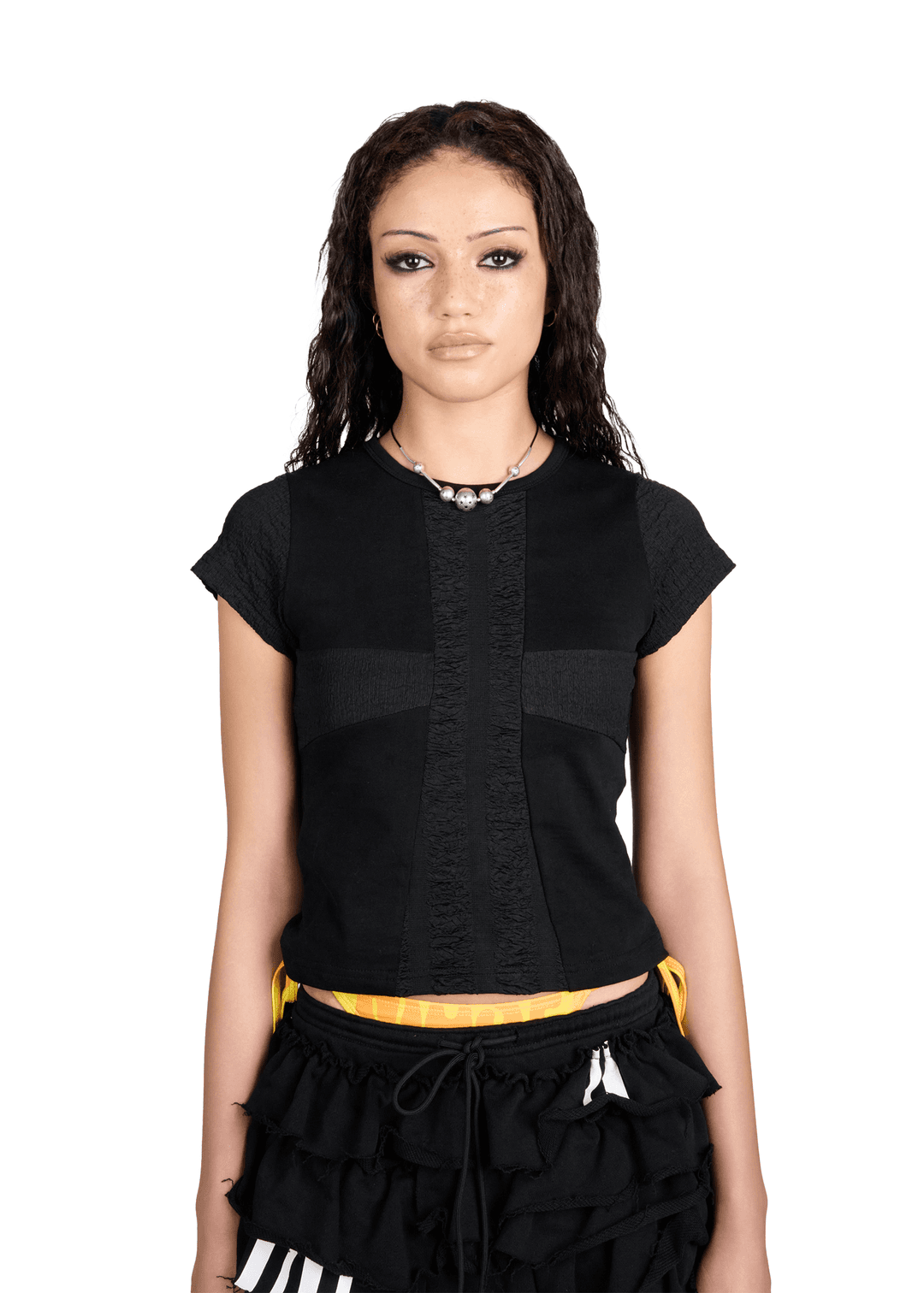 [2nd] 3 CUT SLIM T SHIRT IN BLACK