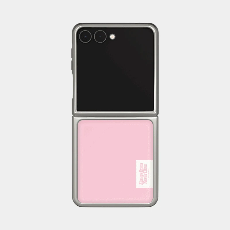 파스텔 컬러 라벨 Z플립 실버 범퍼케이스