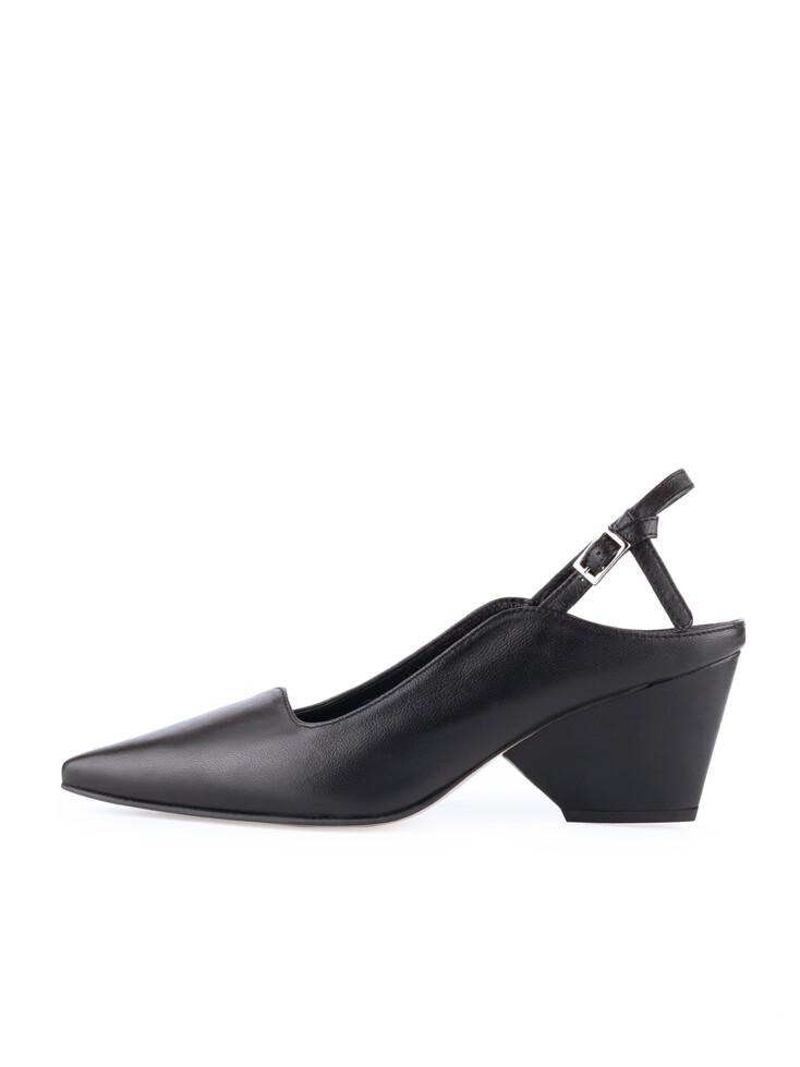Asymmetric wave sling-back shoes / CG1015BK