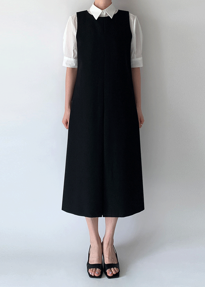 H라인 앞주름 절개 원피스