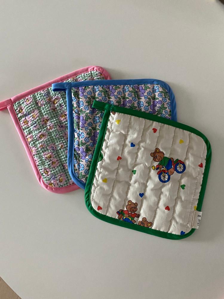 폼폼 매트 에어프라이어 깔개 주방 컵 받침대 코스터(3types)