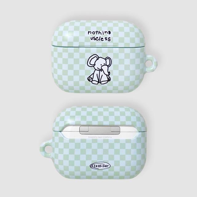 코끼리 민트 체커보드 에어팟 프로 케이스 / fin of day airpods pro case