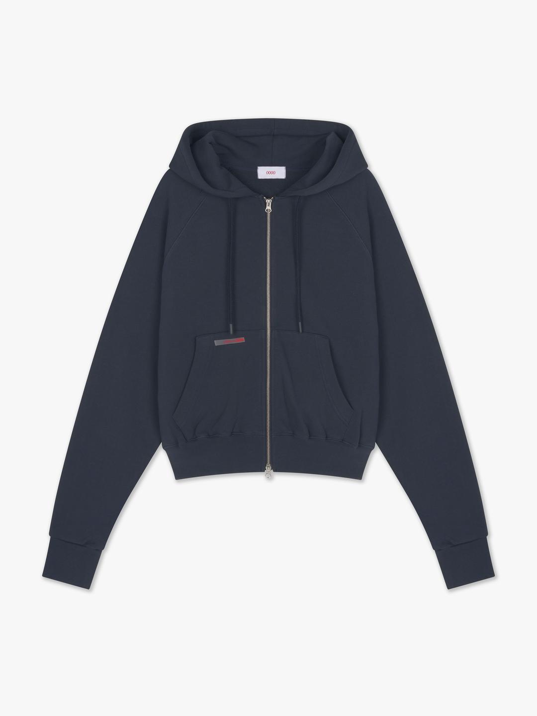 Thumhole Crop Hoodie Navy (W)