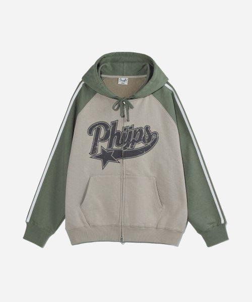 피지컬 에듀케이션 디파트먼트(PHYSICAL EDUCATION DEPARTMENT)  STAR TAIL COLOR BLOCK HOODIE ZIP UP GREEN BEIGE - 사이즈 & 후기 | 무신사