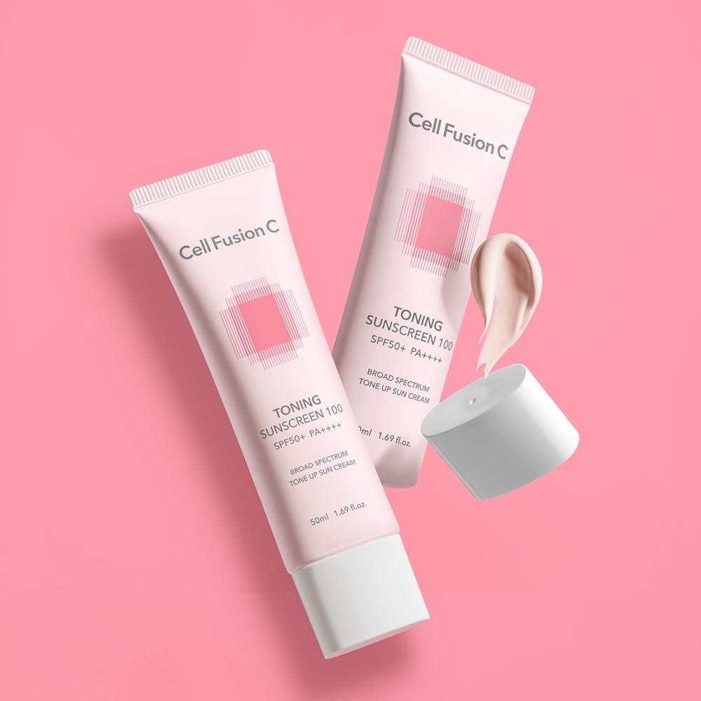 셀퓨전씨 토닝 썬스크린 50ml+50ml / 자연스러운 밀착 톤업 베이스 선크림 : 셀퓨전씨