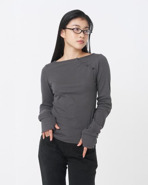 Slash button long sleeves CHARCOAL
