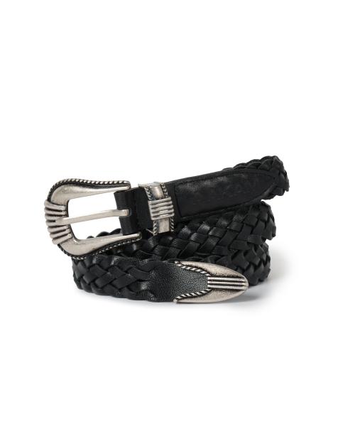 25mm Braided Western Buckle Belt (Black)