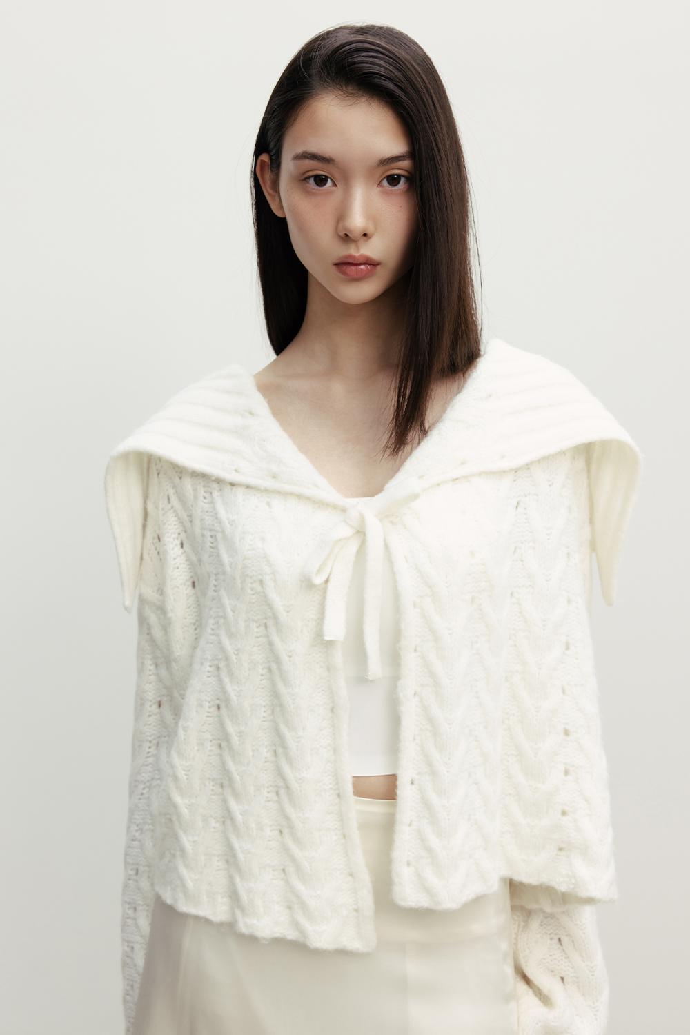 [10/4일 예약배송] CROCHER LOOSE FIT RIBBON WOOL CARDIGAN_TT4W307IV