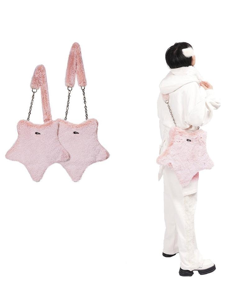 Furry Star One Shoulder Bag - pink+shoulder(presale)